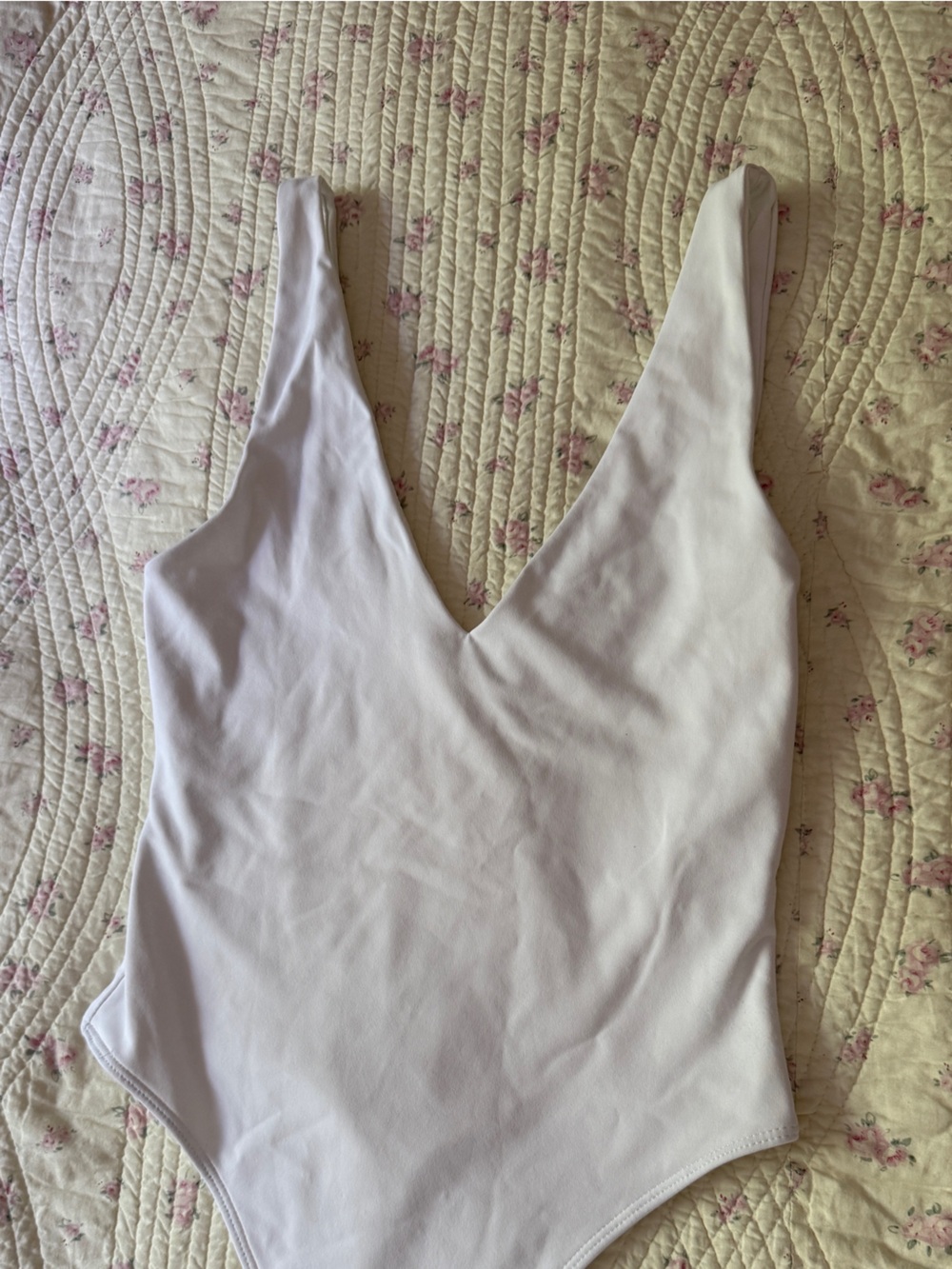 Babaton Deep V White Bodysuit